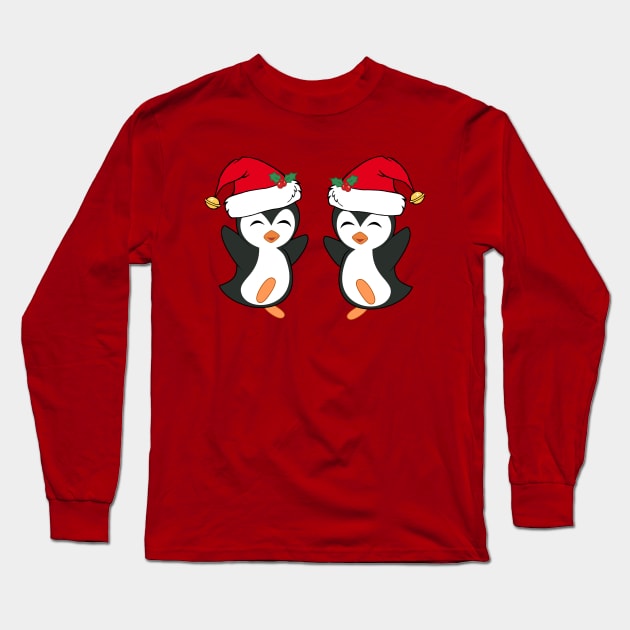 Cute Christmas Penguins Long Sleeve T-Shirt by epiclovedesigns